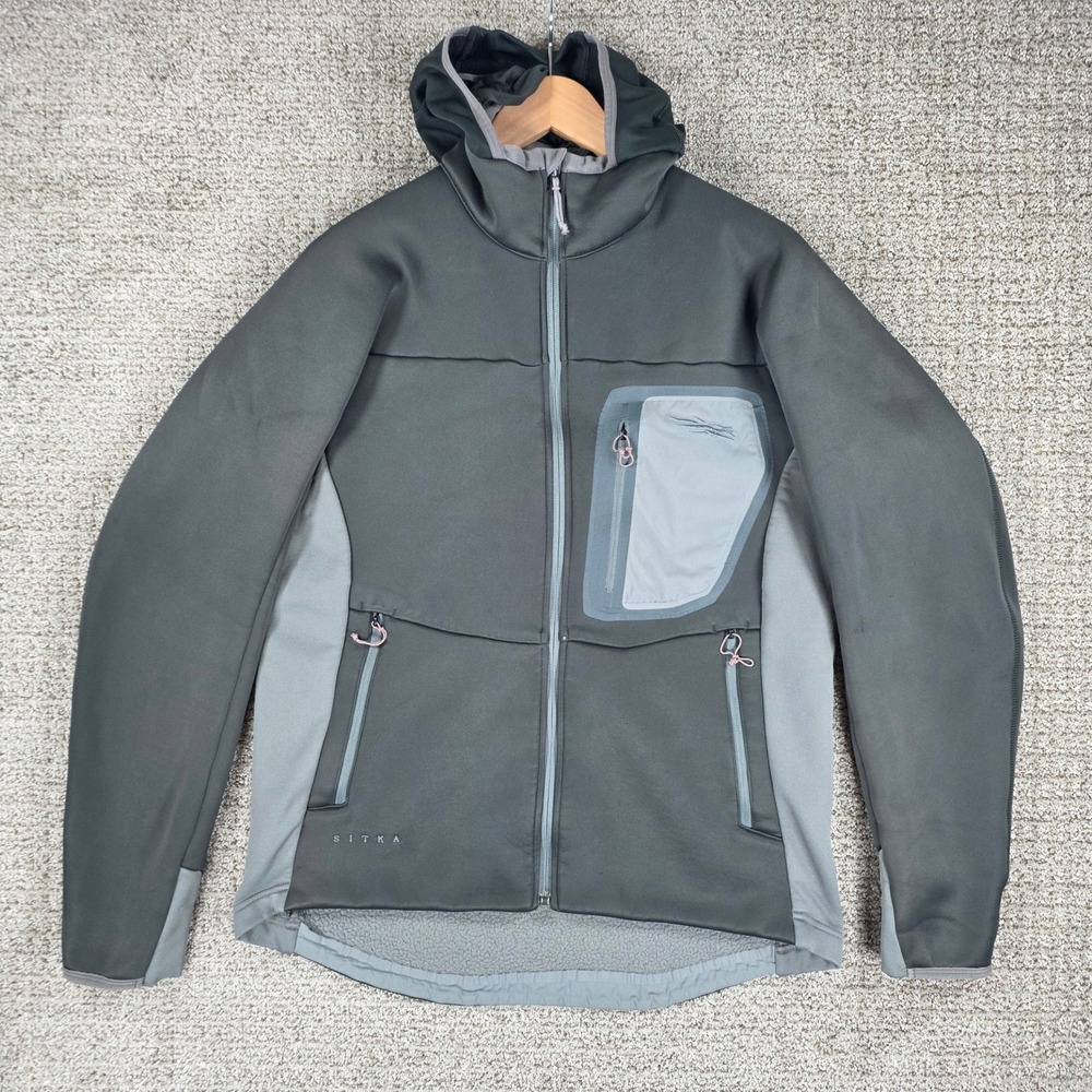 Sitka Mens Traverse Cold Weather Hoody Jacket Gray Zip Hooded Softshell Coat L